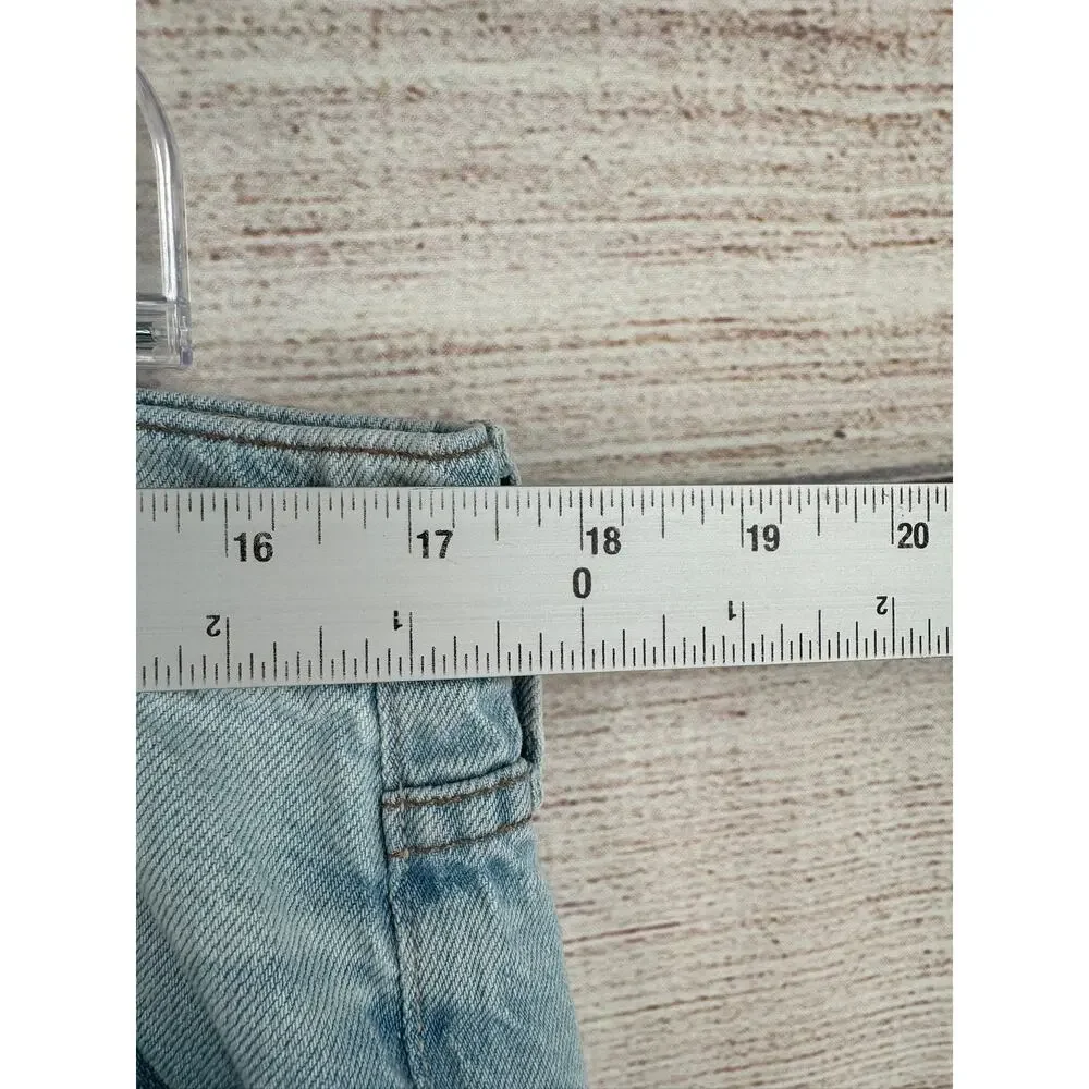 Mother Mid‎ Rise Rambler Zip Flood Jeans Womens 34 Blue Light Wash Ripped Off